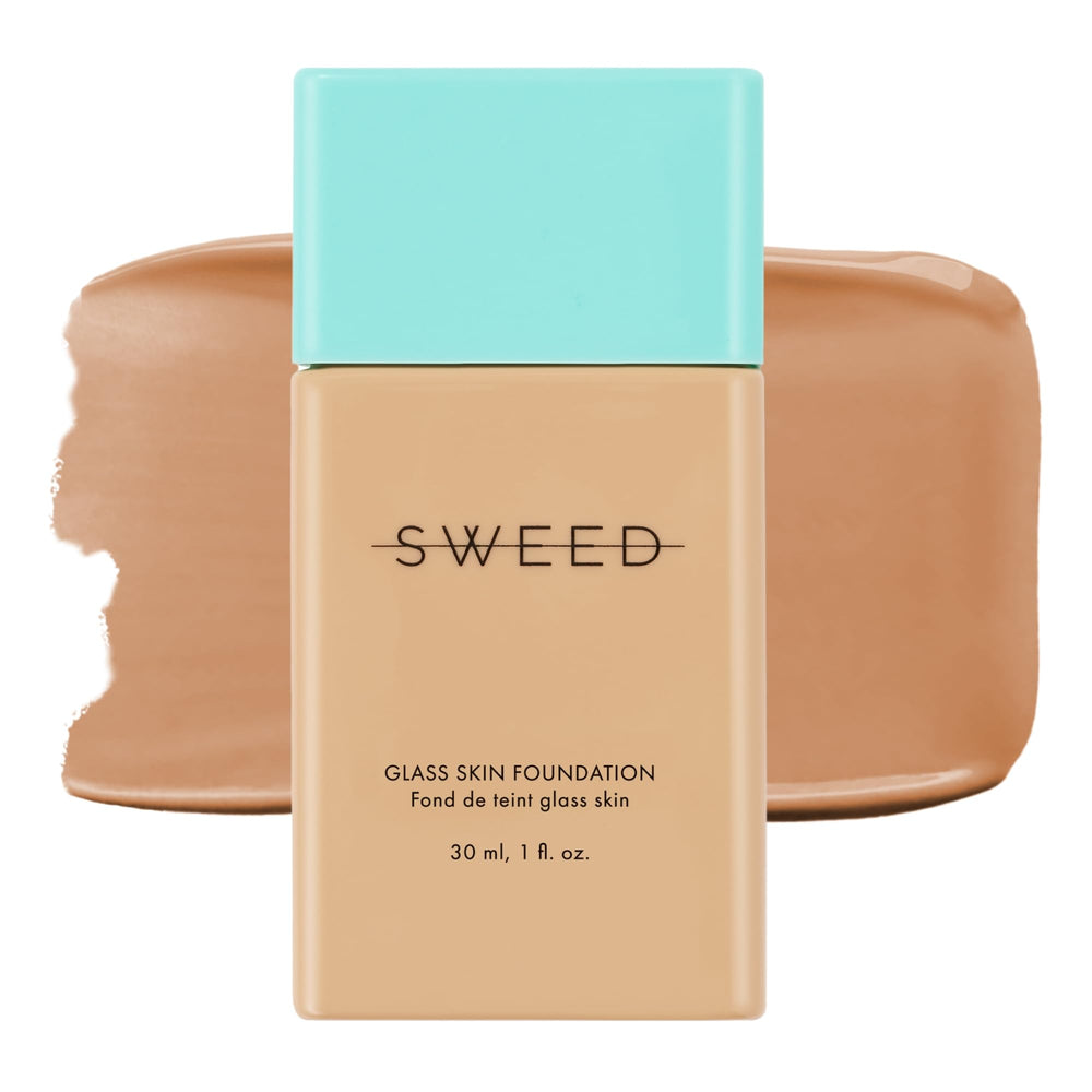 SWEED Glass Skin Foundation bottle close-up showing sleek packaging and luminous finish