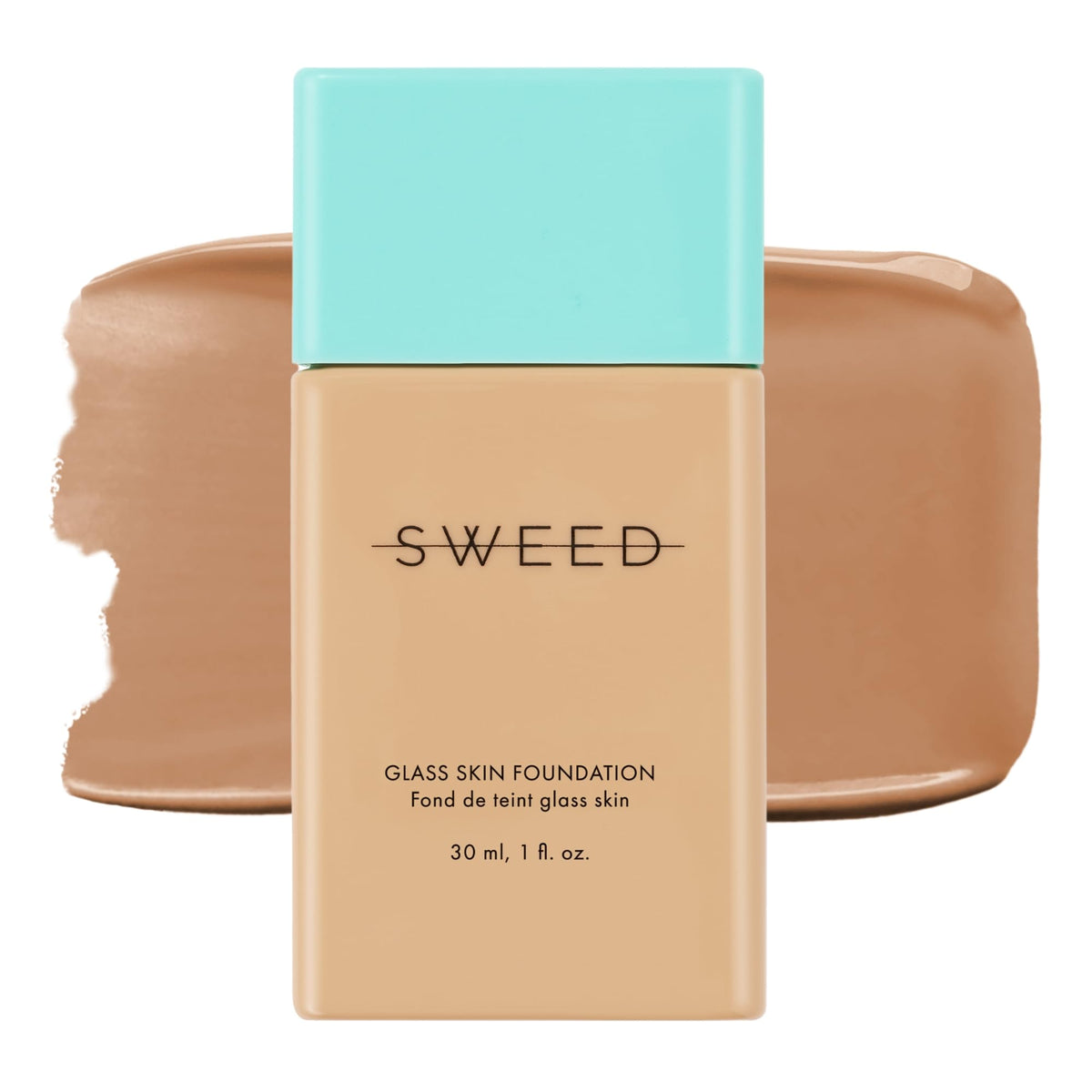 SWEED Glass Skin Foundation bottle pour shows hydrated, wearable coverage.