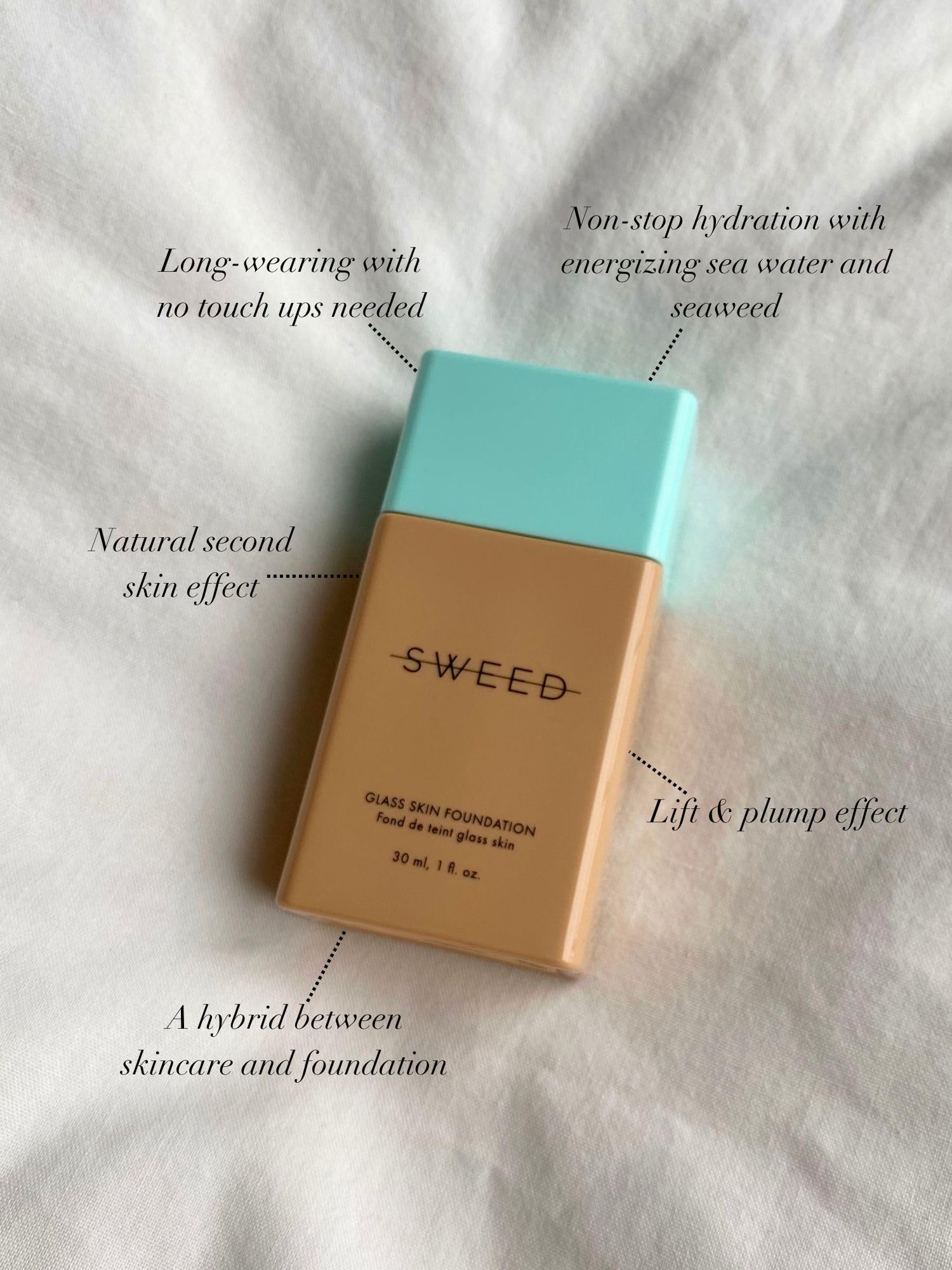 SWEED Glass Skin Foundation applied with brush for smooth blend.