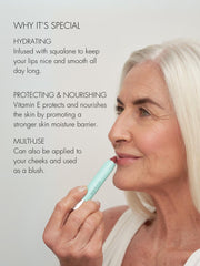 Sweed Le Lipstick application demonstrates easy glide for comfortable lip definition.