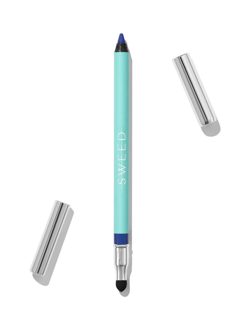 Sweed Satin Eyeliner Diana Blue swatches show rich color payoff and creamy glide