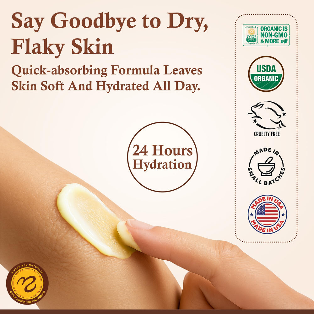 Sweet Bee Naturals ingredient panel features honey and propolis