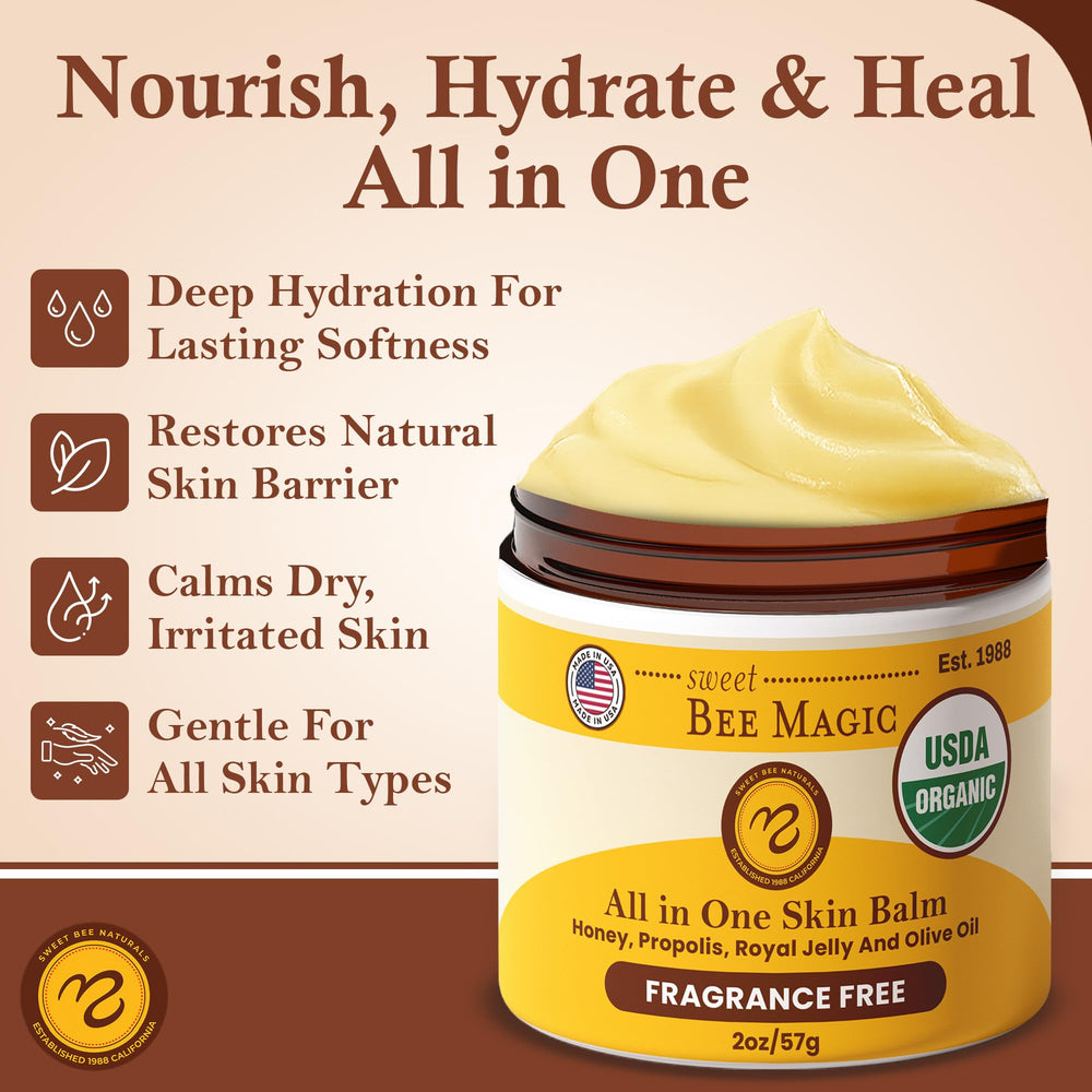 Sweet Bee Naturals organic certification stamp reinforces natural ingredient quality