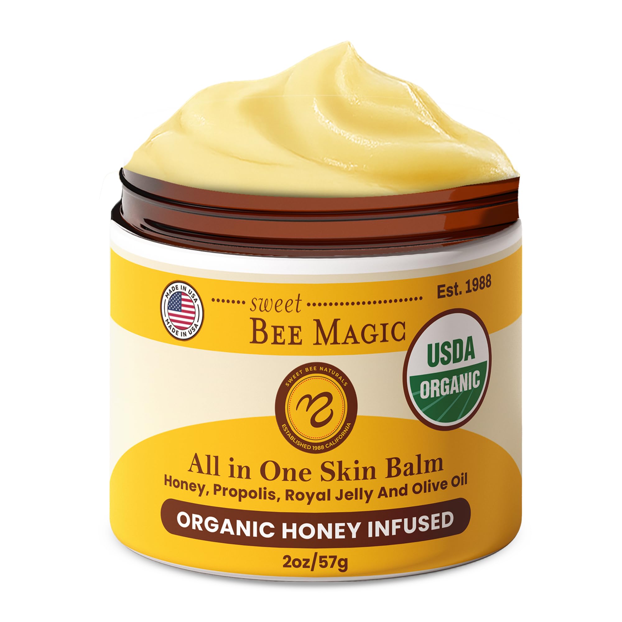 Sweet Bee Naturals balm jar showcases rich organic formula for daily care