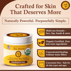 Sweet Bee Naturals balm label highlights certified organic and small-batch quality