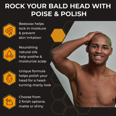 Sweet Comb Chicago bald head polish shiny finish achieved by light buffing.