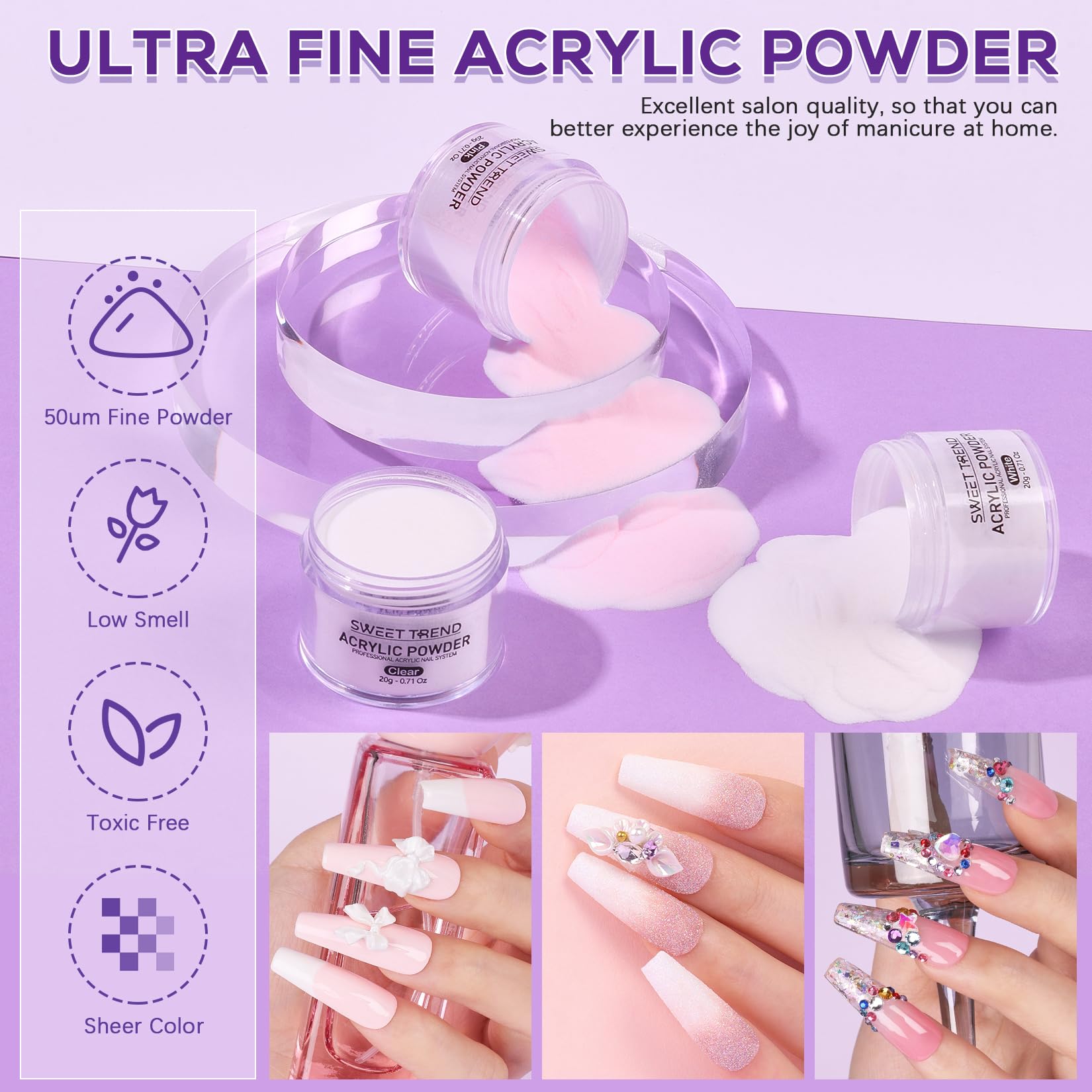 SWEET TREND Nail tips white and clear for sturdy nail extensions