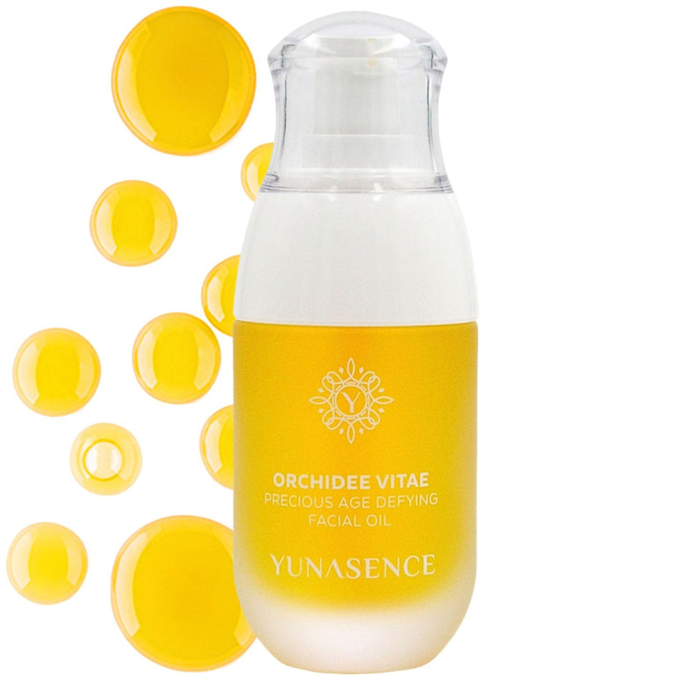 Sweetsation Therapy YUNASENCE ORCHIDEE VITAE bottle pour shows premium facial oil for radiant skin