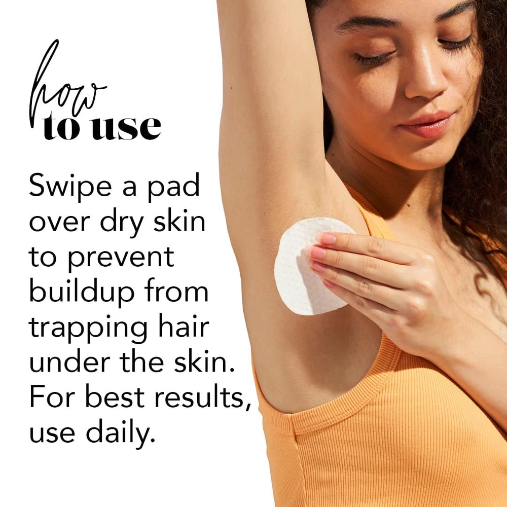 SweetSpot Labs Buff & Brighten pad swiped on dry skin before shaving