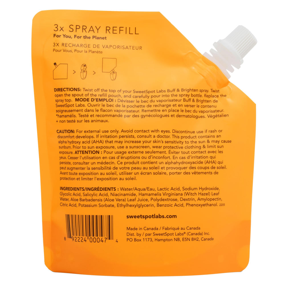 Close-up of SweetSpot Labs spray being applied to target areas for post-shave care.