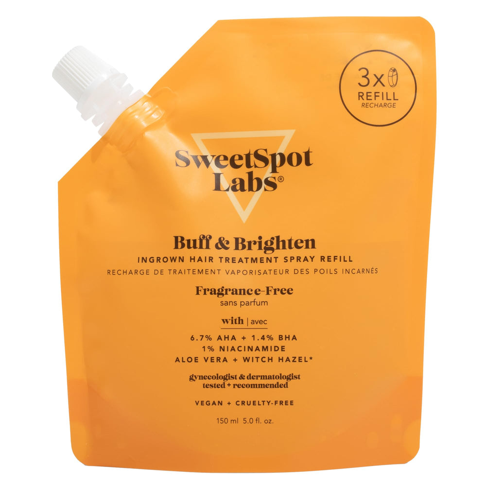 SweetSpot Labs ingrown hair spray bottle for precise application and smoother skin between shaves.