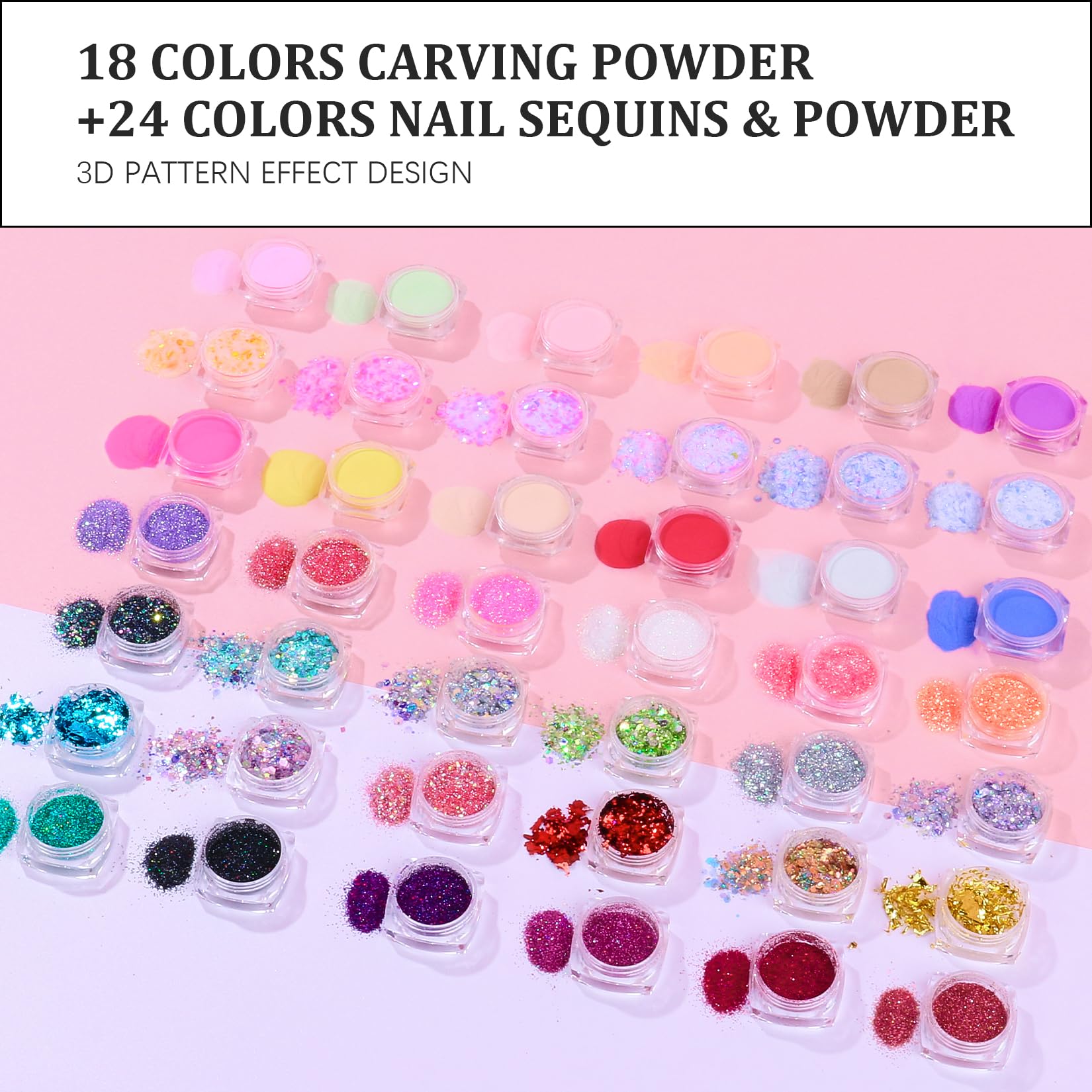 SWEET TREND 42 color carving powders and sequins for nail art