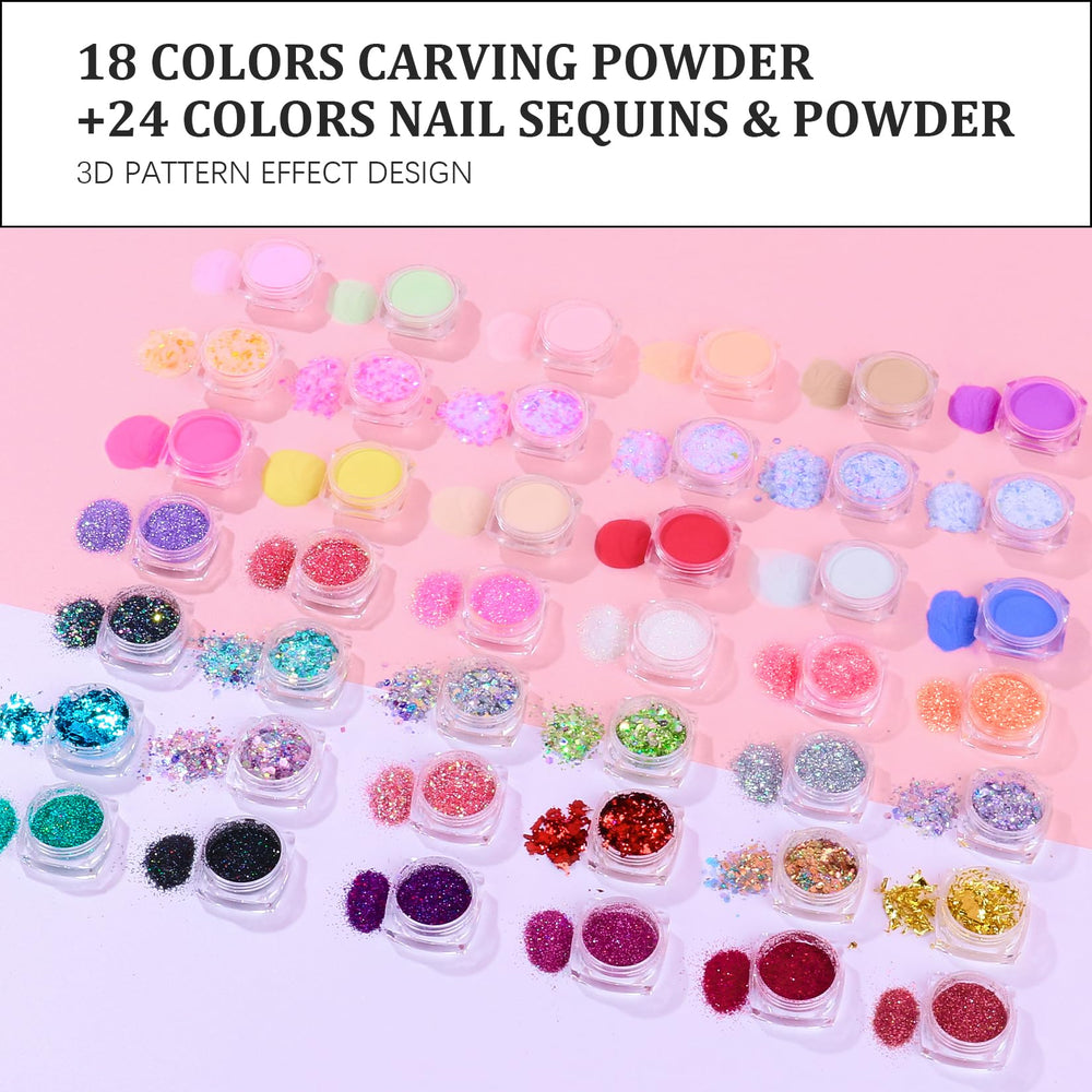 SWEET TREND 42 color carving powders and sequins for nail art