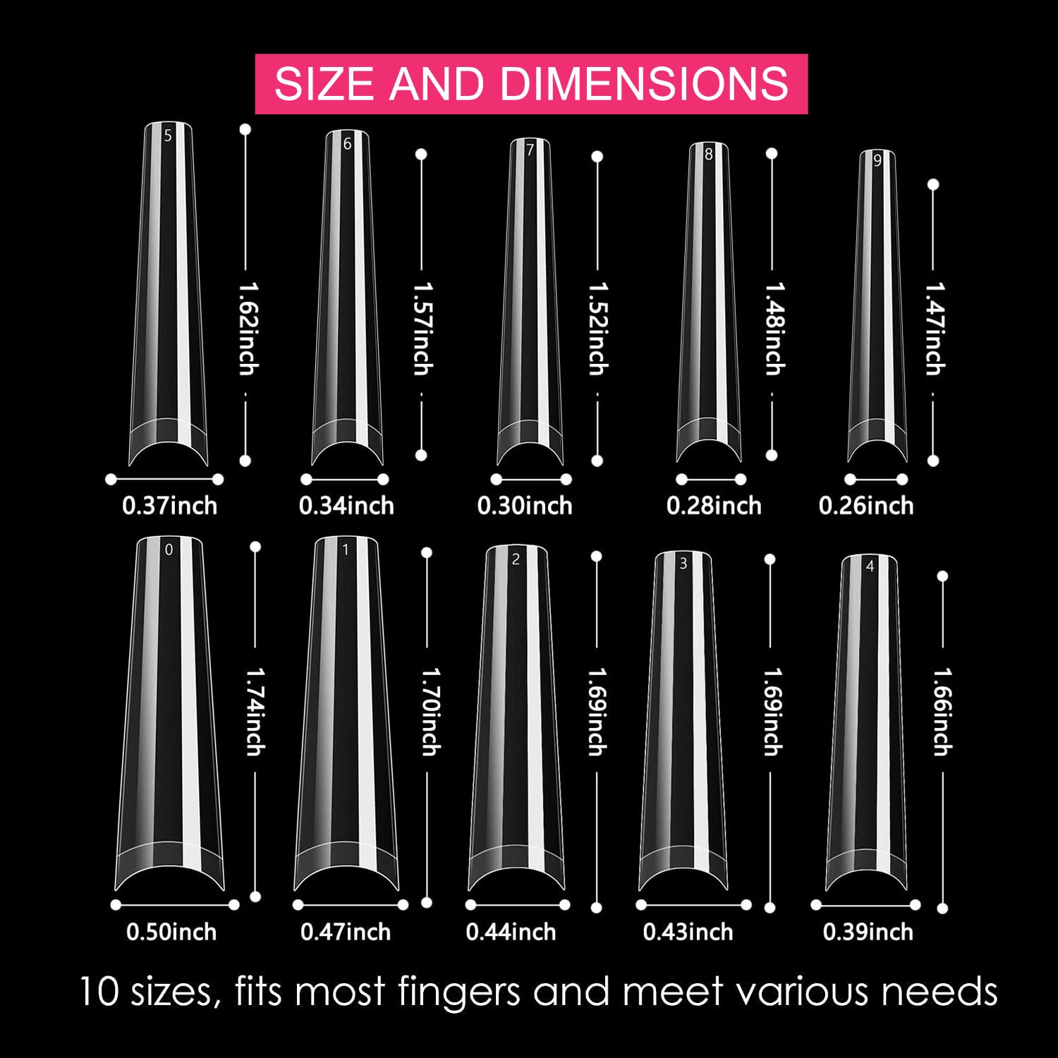 Swetidy provides 10 sizes for accurate fit across diverse nail beds.