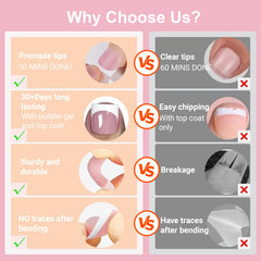 SWETIDY french tips toe press-ons demonstrate easy, 5-in-1 pre-shaped design