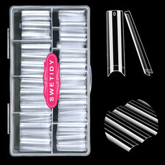 SWETIDY No C Curve square flat nail tips with XXL length for salon use