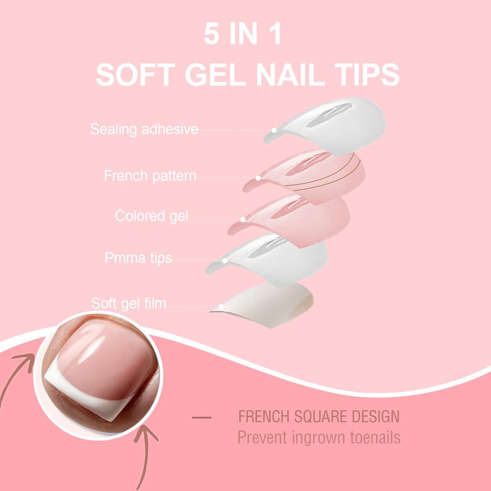 SWETIDY toe tips press on short square nails for elegant natural look