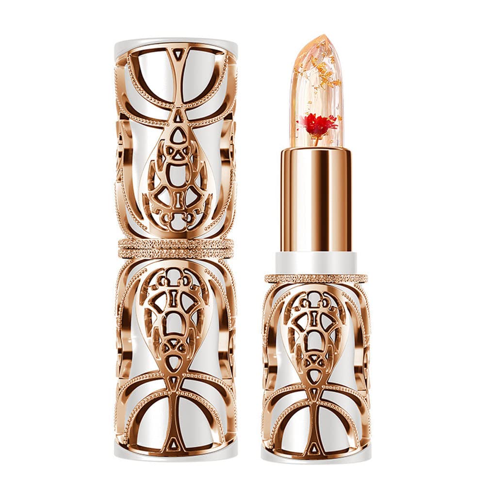 SWETIYOU crystal flower lip balm in a jar with petals and gold flakes for moisture and shine