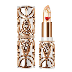 SWETIYOU crystal flower lip balm in a jar with petals and gold flakes for moisture and shine