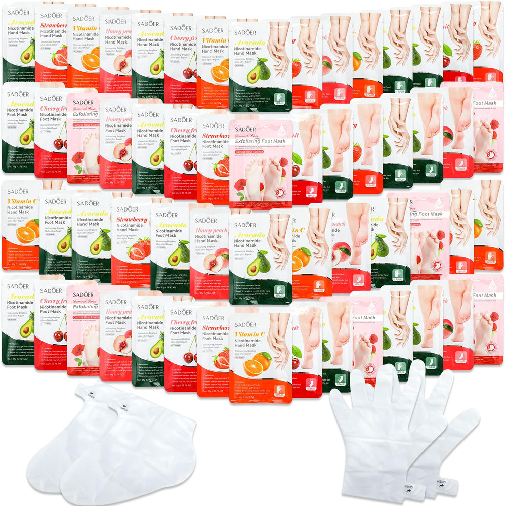 Swiffen 48-piece hand and foot mask set for at-home spa hydration.