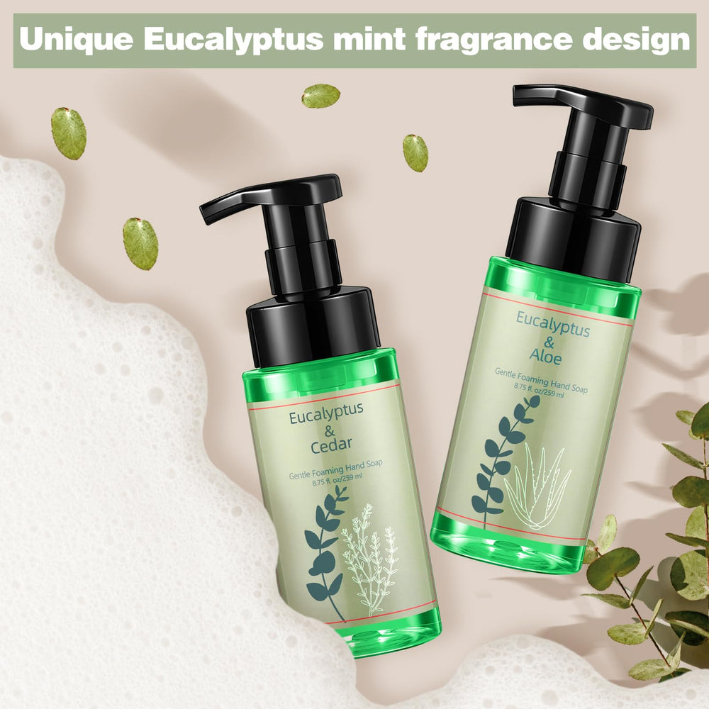 Swiffen eucalyptus cedar foaming soap bottle with pump adds a spa-like scent to any room.