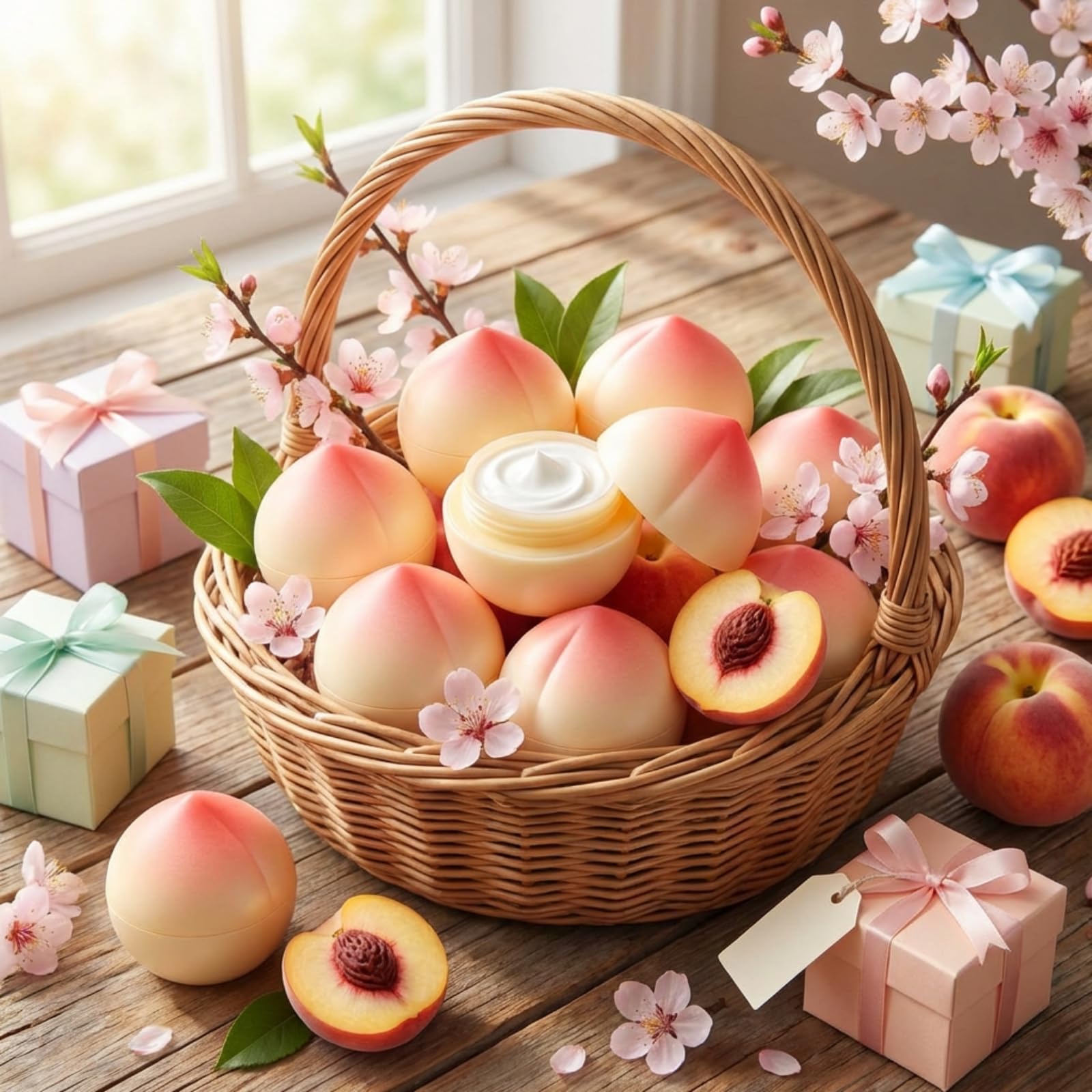 Swiffen peach hand cream collection on display for gifting