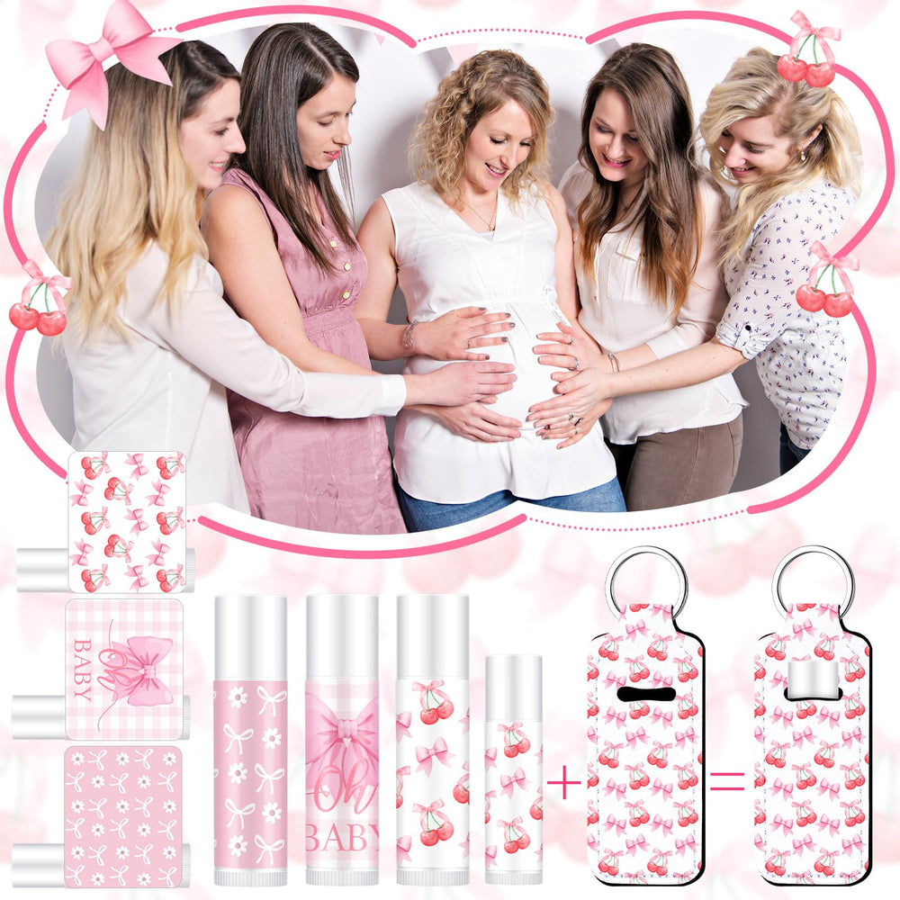 Swiffen pink bow lip balm gift set offers a practical keepsake