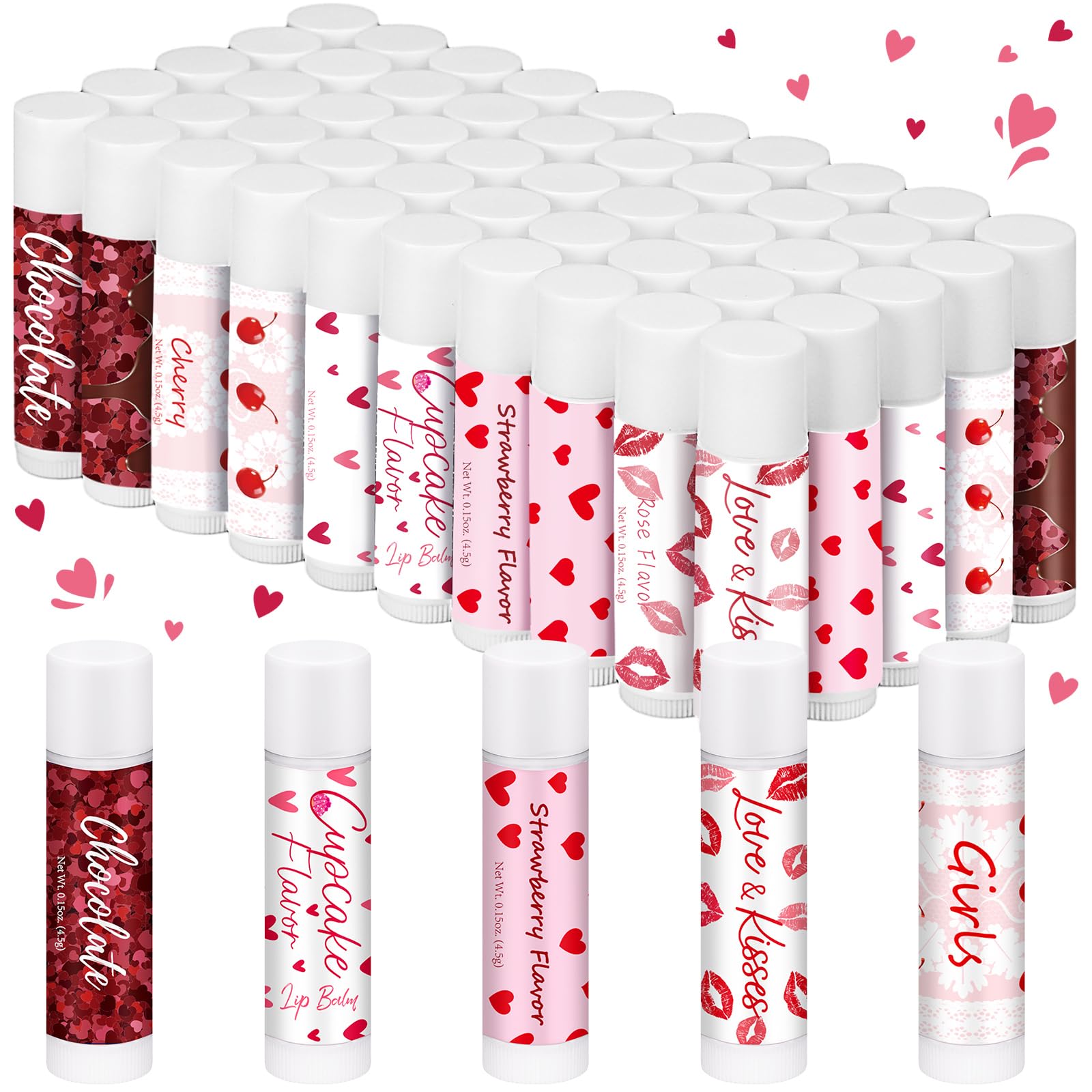 Swiffen Valentine lip balms 50-pack for gifting at events.