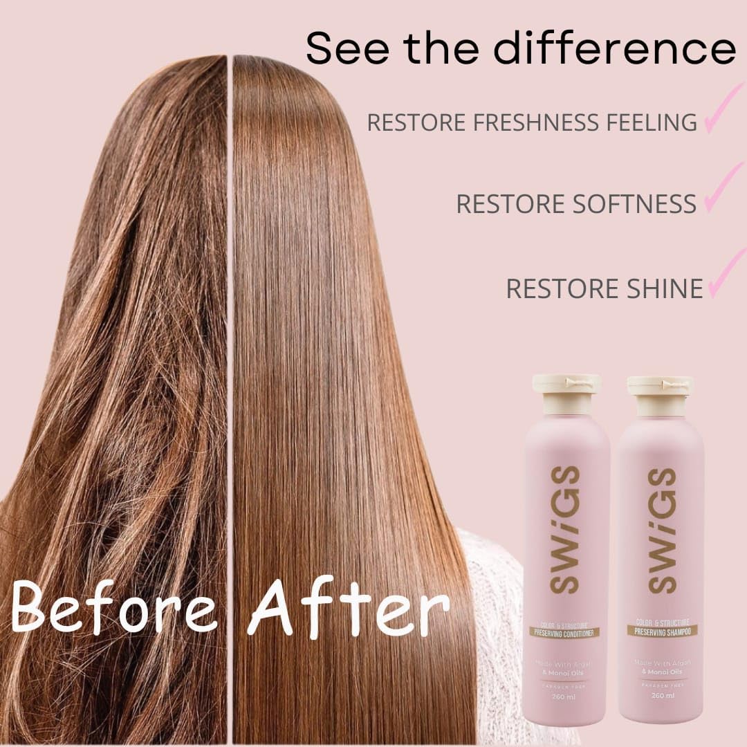 SWIGS shampoo-conditioner set box shown for easy wig care routine