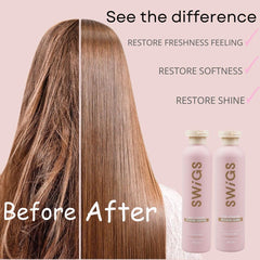 SWIGS shampoo-conditioner set box shown for easy wig care routine