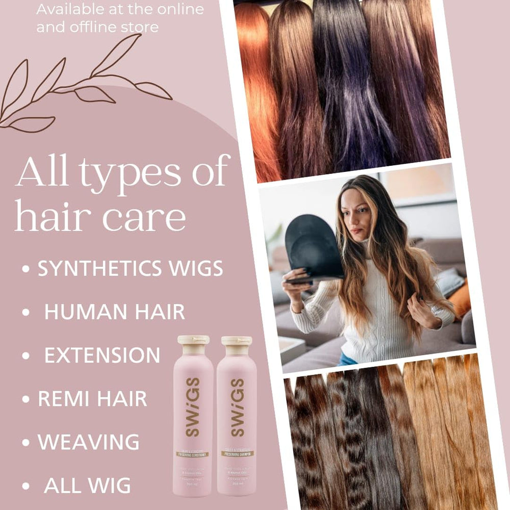 SWIGS wig conditioner bottle softens fibers while preserving vibrancy
