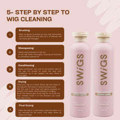 SWIGS wig shampoo lather being applied to detangle and refresh