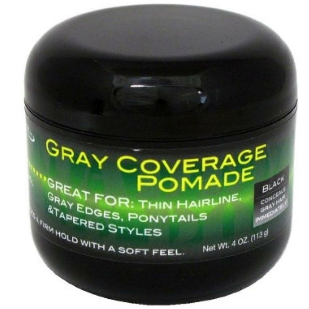 Swing It Inc. gray-coverage black pomade bottle for gray concealment and light hold
