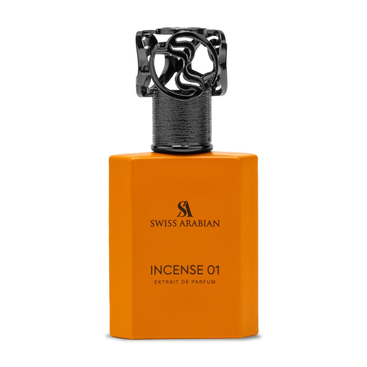 Swiss Arabian Incense 01 EDP bottle front view for a premium fragrance impression at special occasions.