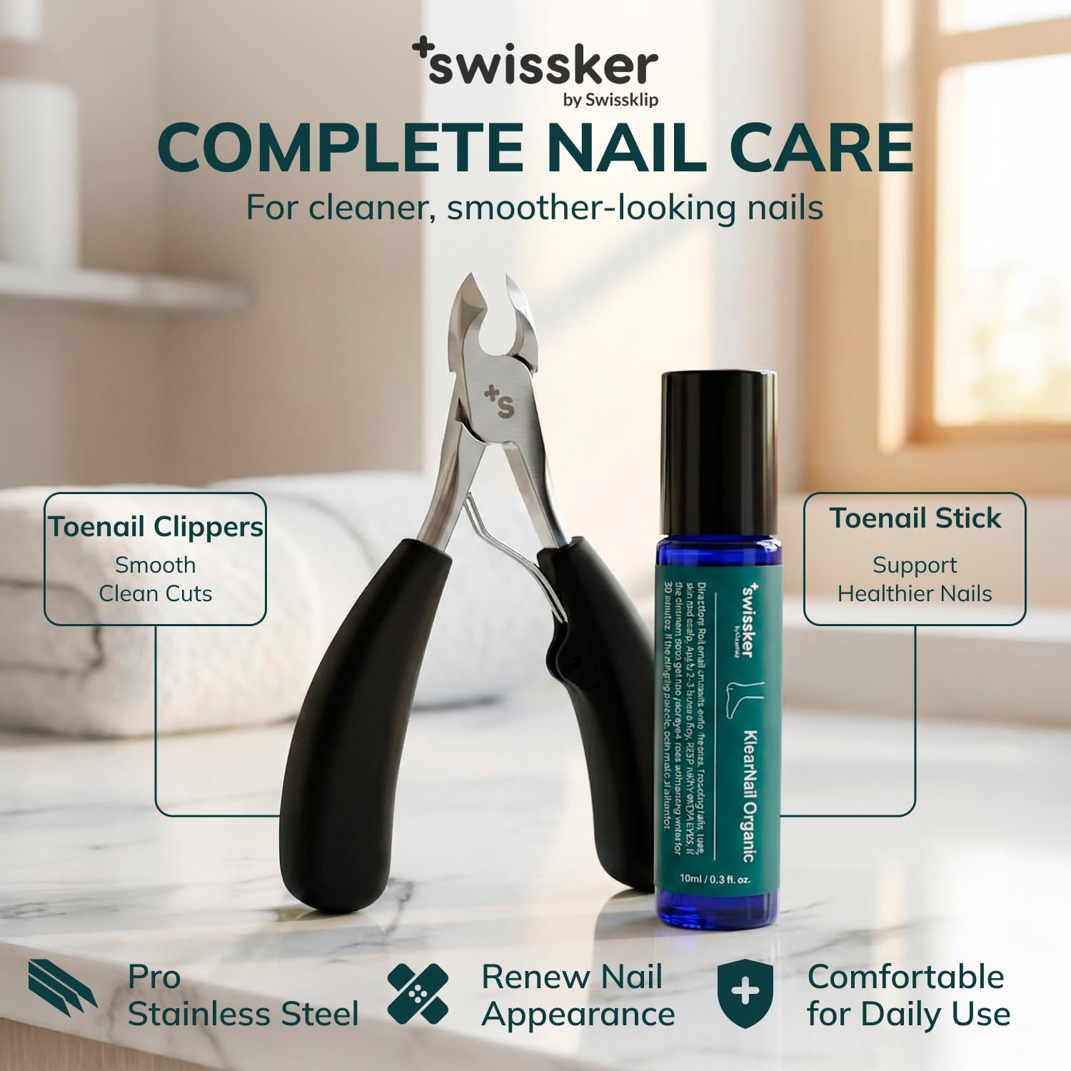 Swissklip KlearNail home-use steps image outlines simple routine