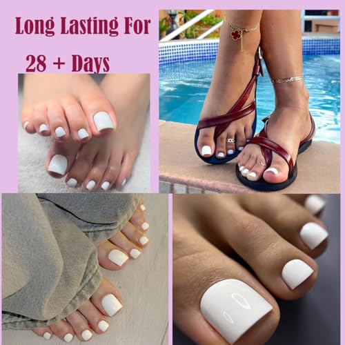 SWRITATSK white toe nail press ons case storage keeps tips ready for travel and gifting.