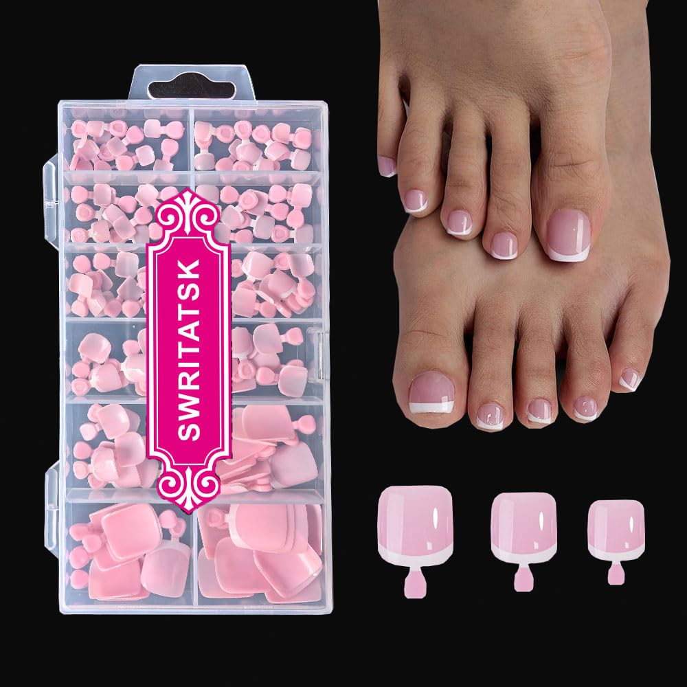 SWRITATSK toe nail tips with French design for natural-looking nails