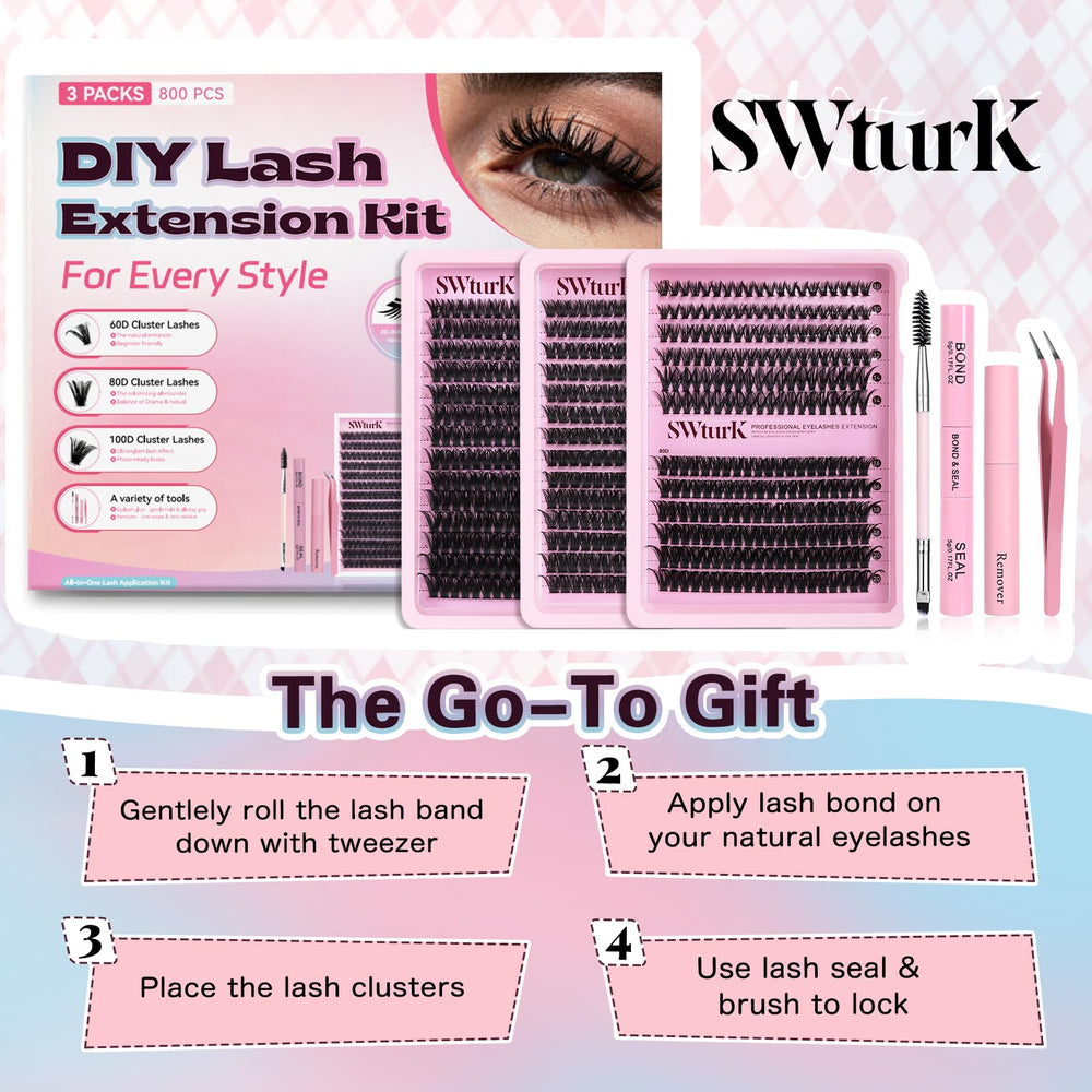 SWTurk lash clusters kit flexible invisible band for seamless wear