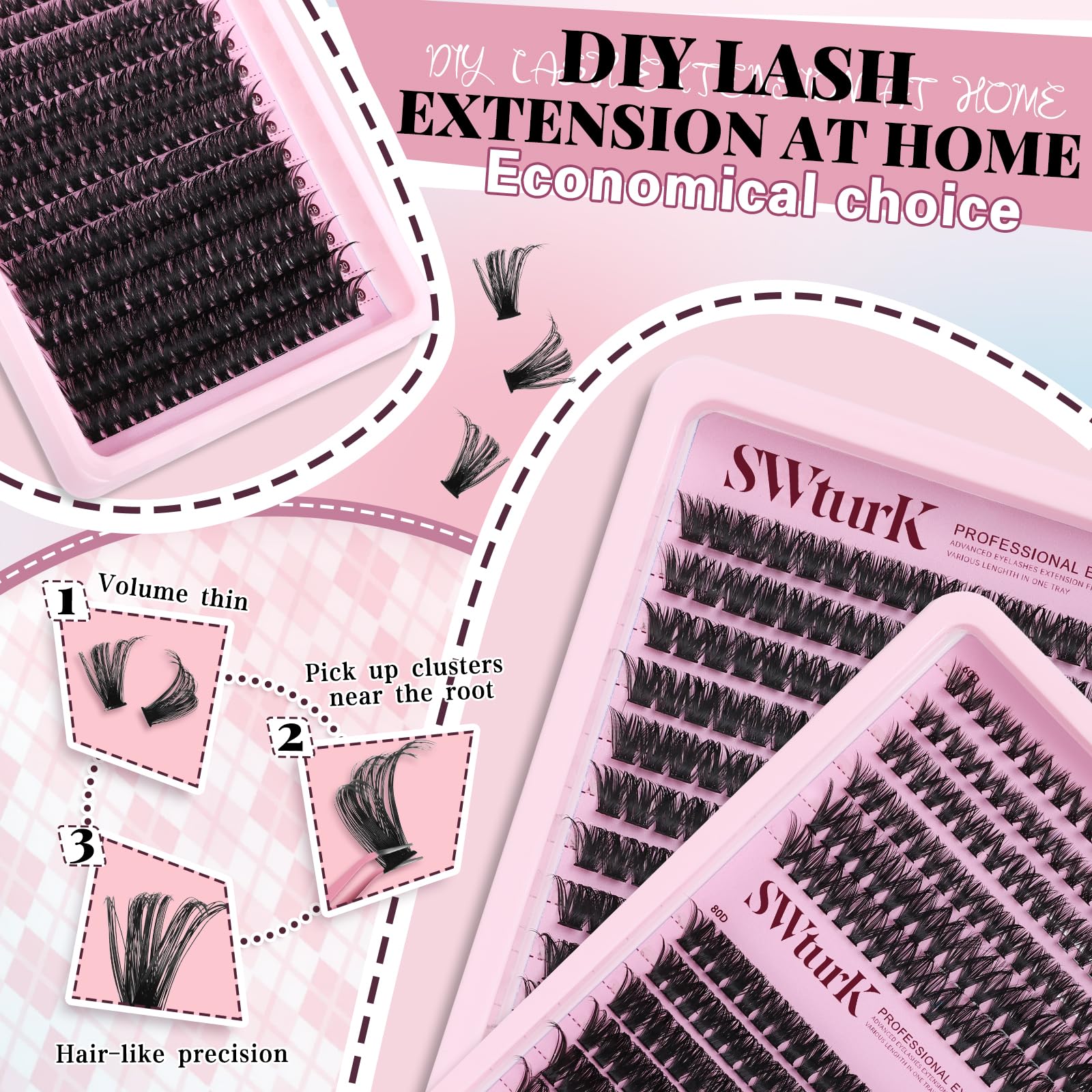SWTurk lash clusters kit glue bottle for a strong, smooth bond