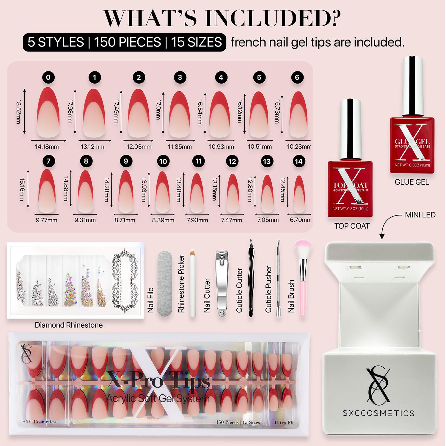 SXC 15 sizes arranged for quick comfortable fit across nails.