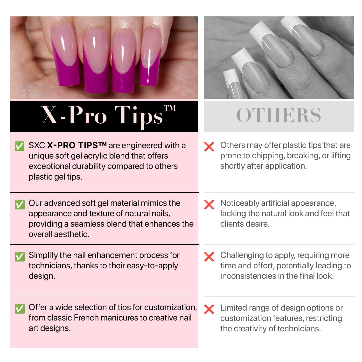 Easy removal and soaking for reuse with SXC Purple French Tip nails