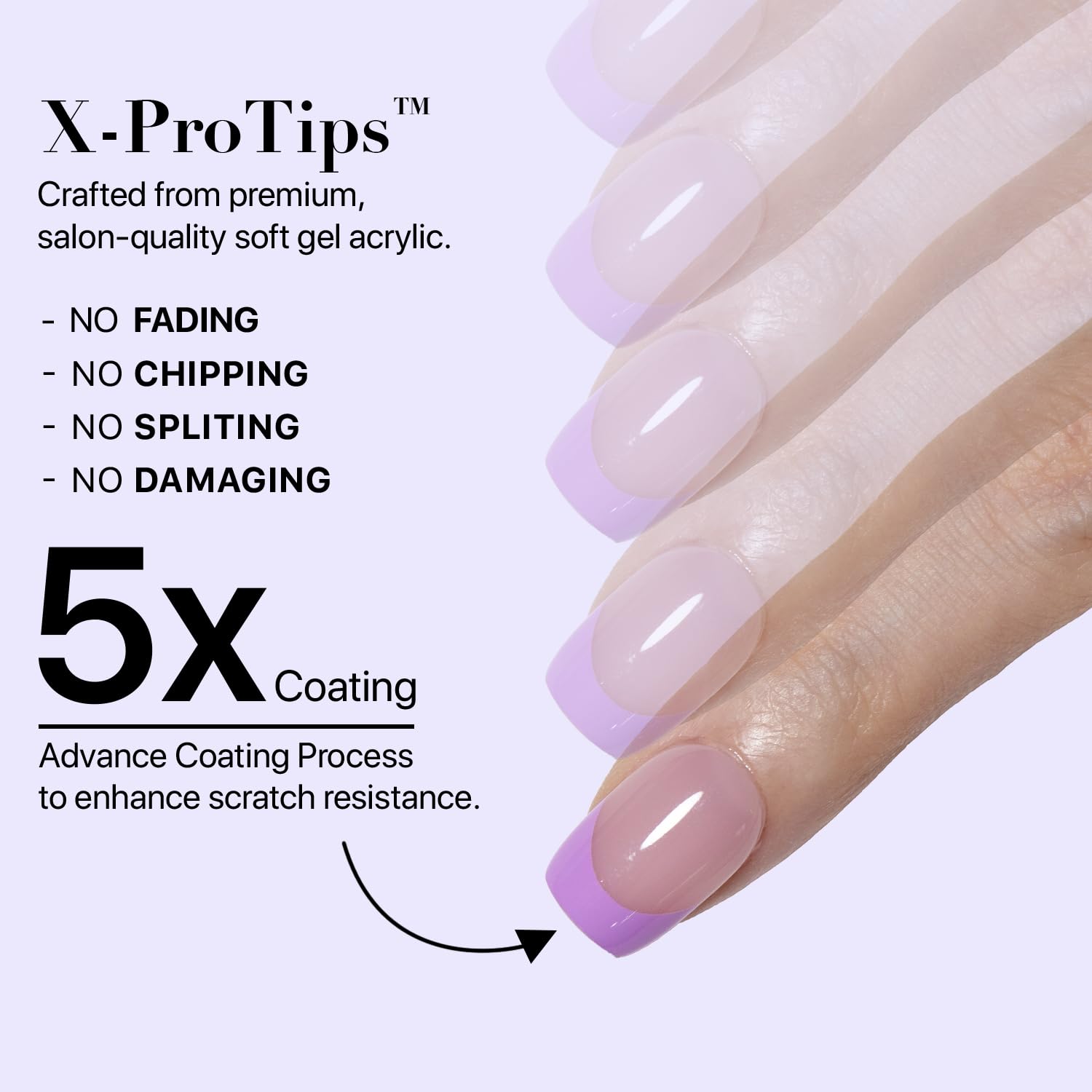 Lightweight, natural-looking nails on a hand for comfort by SXC Cosmetics