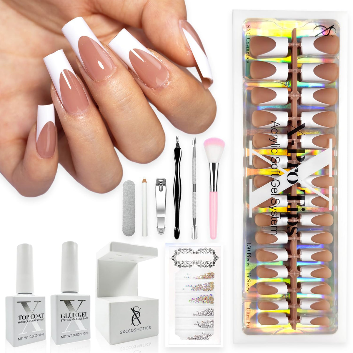 SXC Cosmetics francais-tip-brown-series-medium-square-xpro aperçu des ongles carré moyen.