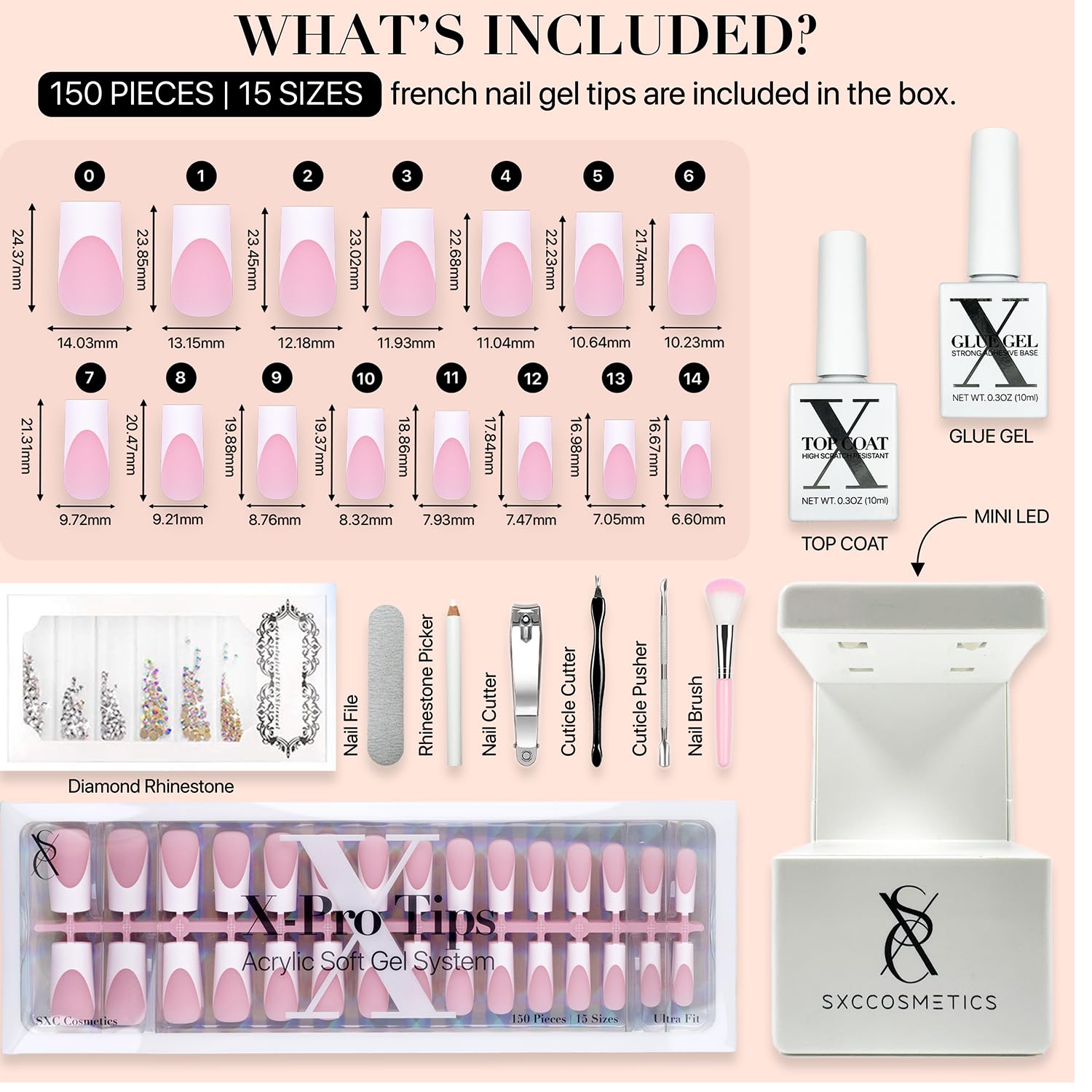 SXC customizable-fit set with multiple sizes for a secure salon-like fit at home.