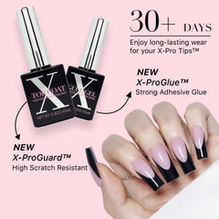 SXC press-on nails in hand with easy at-home application steps.