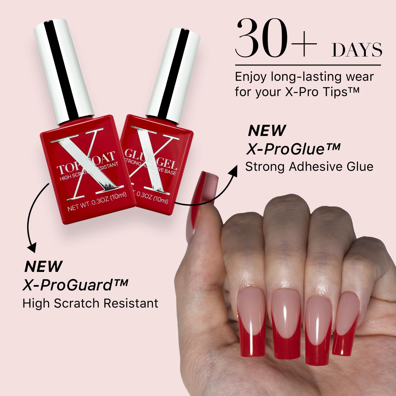 SXC Red Series long coffin nails showcase elegant shape and finish