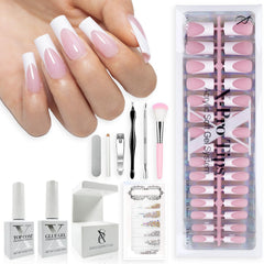 SXC French Tip Pink Series medium square X-Pro tips starter kit for easy at-home glam.