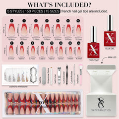 SXC French Tip Nails on hand highlight long coffin shape