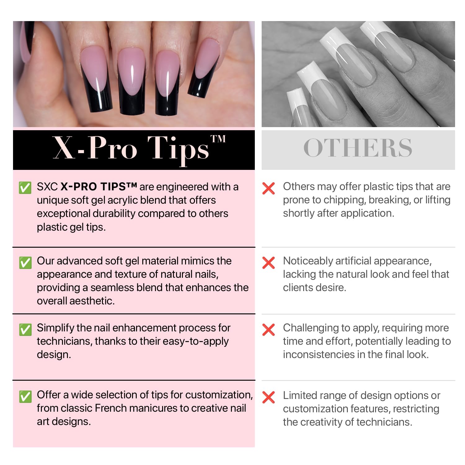 SXC medium square nails on hand ready for styling.