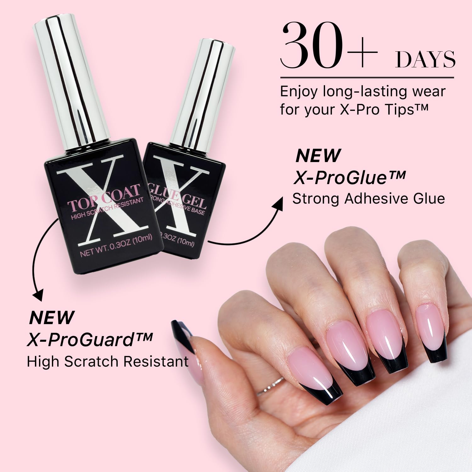 SXC press-on nails kit in-use shows quick application with tools